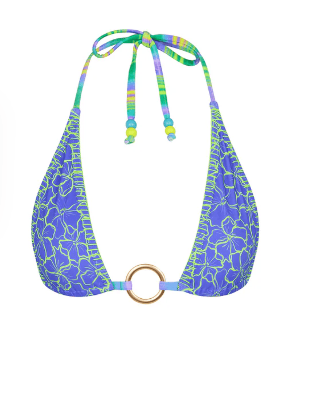 Kulani Kinis Kulani Kinis Lace Stitch Ring Halter Bikini Top - Sugar Wave Kulani Kinis Lace Stitch Ring Halter Bikini Top - Sugar Wave Splash Swimwear Bikini Tops