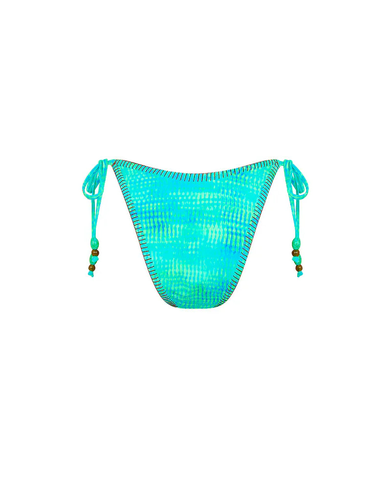 Kulani Kinis Kulani Kinis Lace Stitch Ring Tie Bikini Bottom - Summer Seas Kulani Kinis Lace Stitch Ring Tie Bikini Bottom - Summer Seas Splash Swimwear Bikini Bottoms