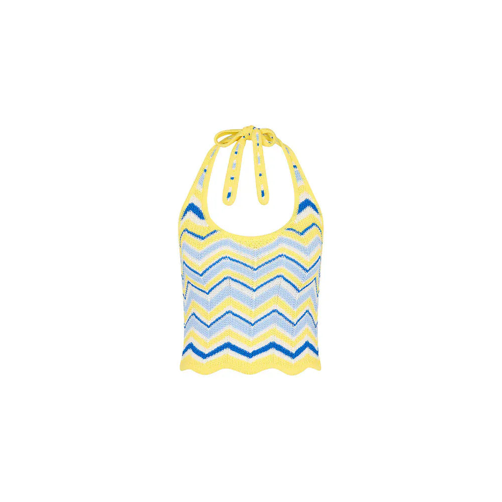 Kulani Kinis Kulani Kinis Lemon Daze Chevron Knit Halter Tank Top Kulani Kinis Lemon Daze Chevron Knit Halter Tank Top Splash Swimwear Clothing Top