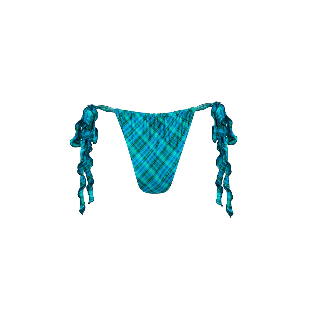 Kulani Kinis Kulani Kinis Lettuce Tie Ruched Thong Bikini Bottom -Tropic Dip Kulani Kinis Lettuce Tie Ruched Thong Bikini Bottom -Tropic Dip Splash Swimwear Bikini Bottoms