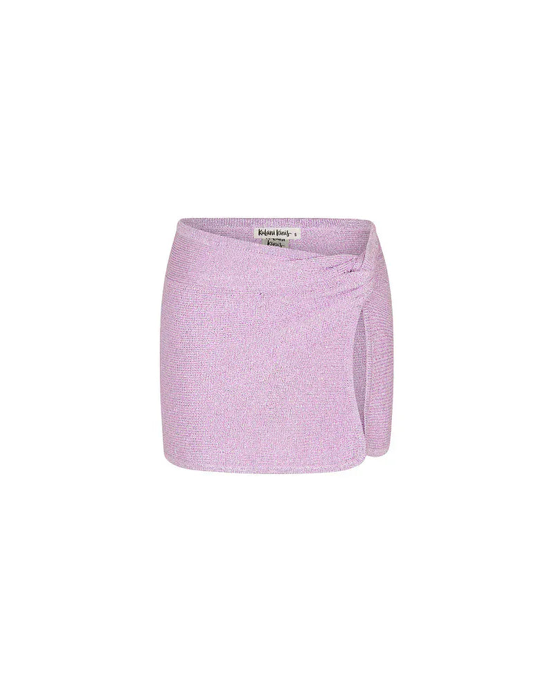 Kulani Kinis Kulani Kinis Lilac Glimmer Mini Twist Knit Sarong Skirt Kulani Kinis Lilac Glimmer Mini Twist Knit Sarong Skirt Splash Swimwear Skirts