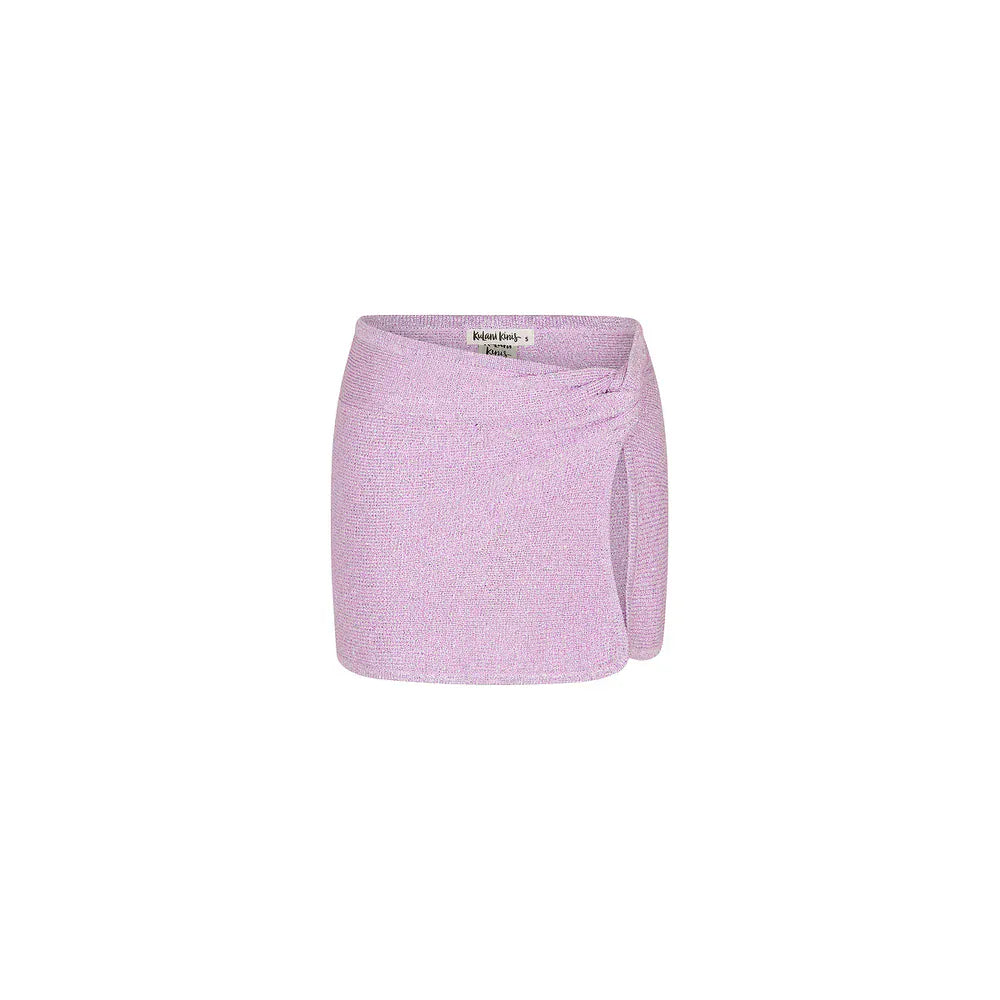 Kulani Kinis Kulani Kinis Lilac Glimmer Mini Twist Knit Sarong Skirt Kulani Kinis Lilac Glimmer Mini Twist Knit Sarong Skirt Splash Swimwear Skirts