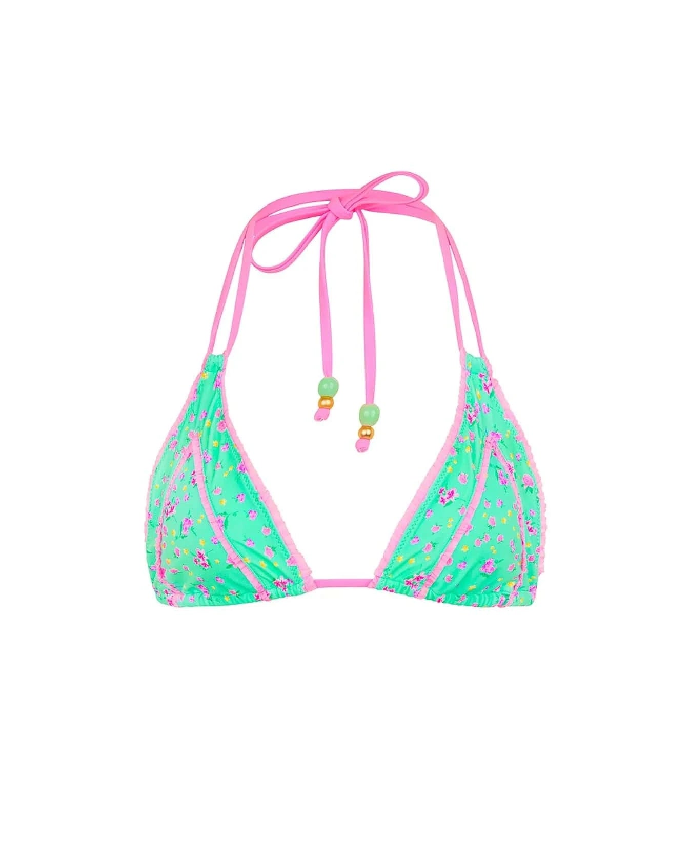 Kulani Kinis Kulani Kinis Mint Macaron Decorative Panel Halter Bikini Top Kulani Kinis Mint Macaron Decorative Panel Halter Bikini Top Splash Swimwear Bikini Tops