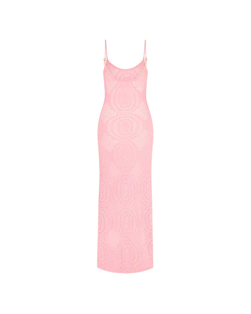 Kulani Kinis Kulani Kinis Pocket Pink Crochet Lace Knit Maxi Dress Kulani Kinis Pocket Pink Crochet Lace Knit Maxi Dress Splash Swimwear Dresses