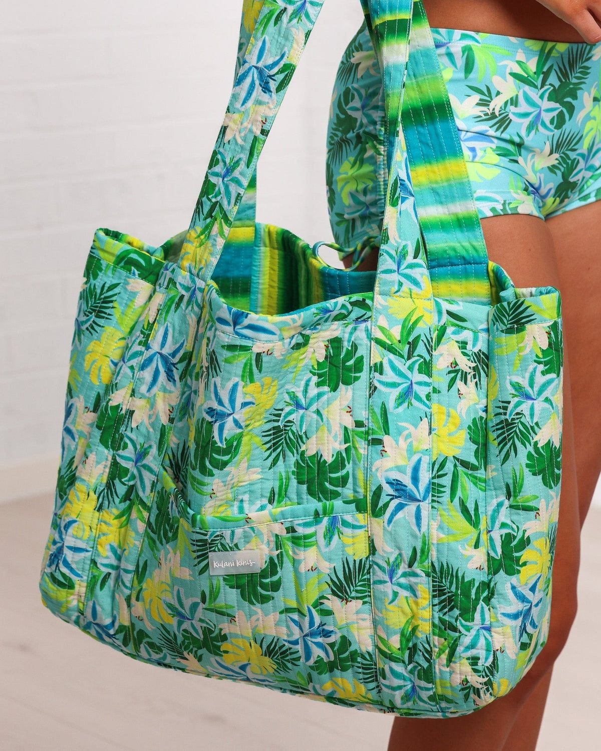 Kulani Kinis Kulani Kinis Quilted Tote Bag - Neon Splice 17518-NESP-OS Kulani Kinis Quilted Tote Bag - Neon Splice Splash Swimwear Bags O/S 840522542325
