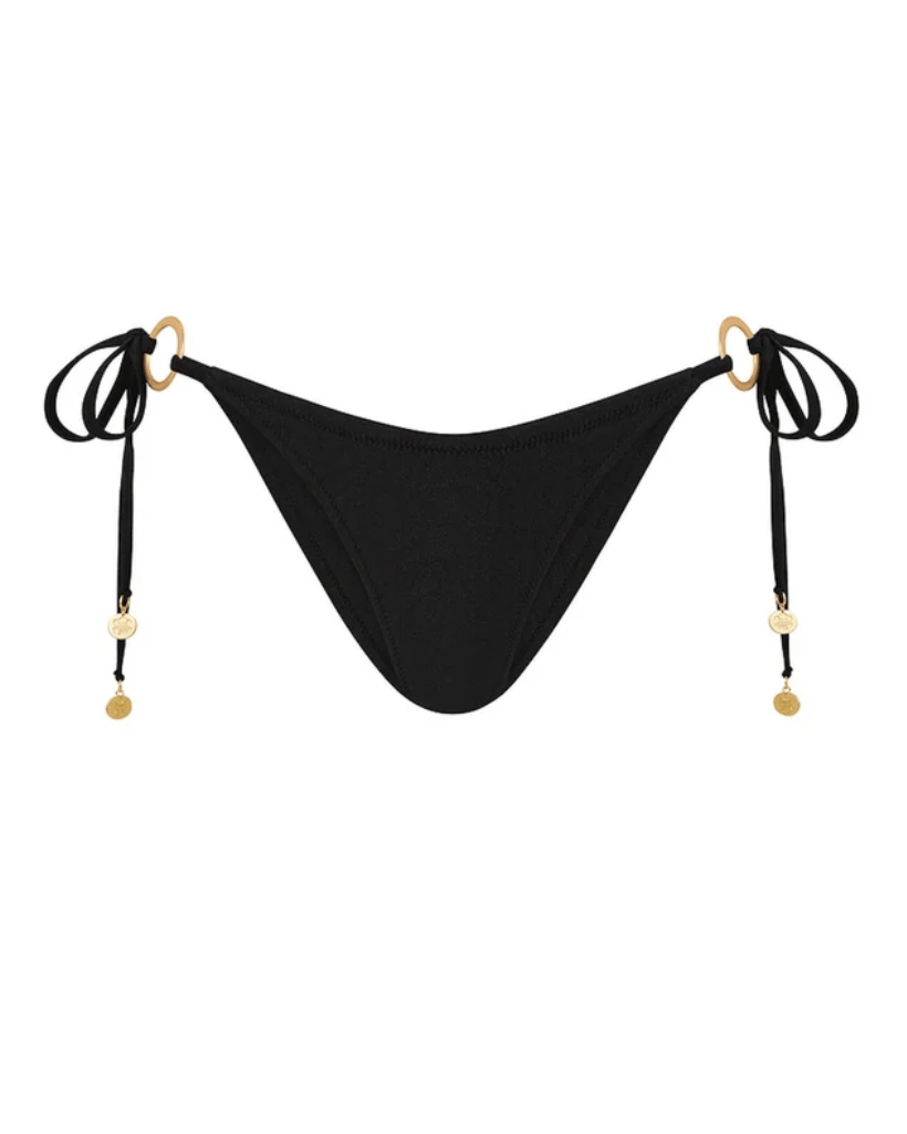 Kulani Kinis Kulani Kinis Ring Cheeky Tie Bikini Bottom - Twilight Black BOT261-TWBL Kulani Kinis Ring Cheeky Tie Bikini Bottom - Blue Lagoon Splash Swimwear Bikini Bottoms XS