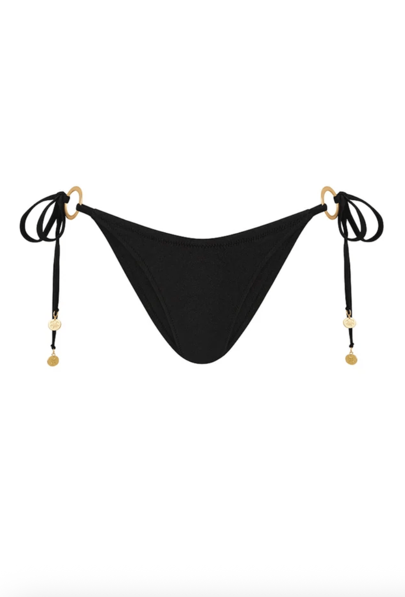 Kulani Kinis Kulani Kinis Ring Cheeky Tie Bikini Bottom - Twilight Black BOT261-TWBL Kulani Kinis Ring Cheeky Tie Bikini Bottom - Blue Lagoon Splash Swimwear Bikini Bottoms XS