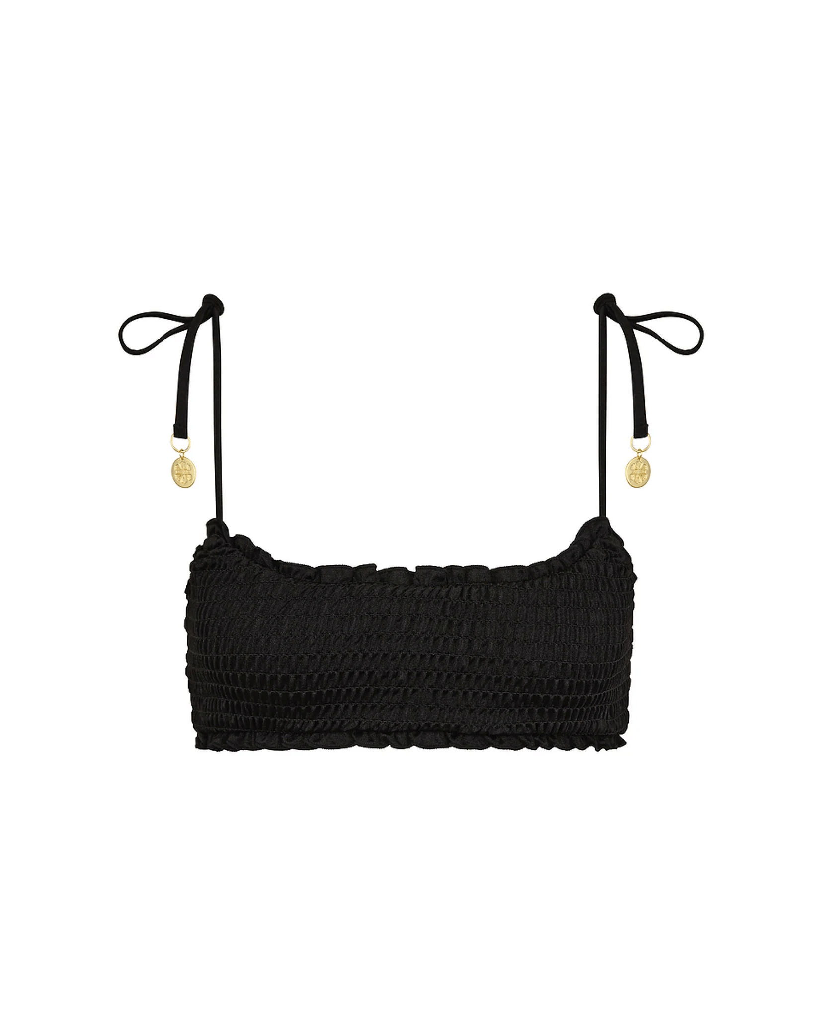 Kulani Kinis Kulani Kinis Simple Shirred Tie Crop - Natural Black Kulani Kinis Simple Shirred Tie Crop - Natural Black Splash Swimwear T-shirt