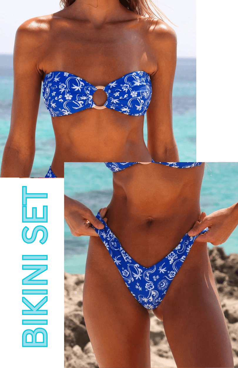 Kulani Kinis Kulani Kinis Strapless Bandeau Bikini Top & Cheeky V Bikini Bottom Bikini Set - Surfside Kulani Kinis Strapless Bandeau Bikini Top & Cheeky V Bikini Bottom Bikini Set - Surfside Splash Swimwear Bikini Set
