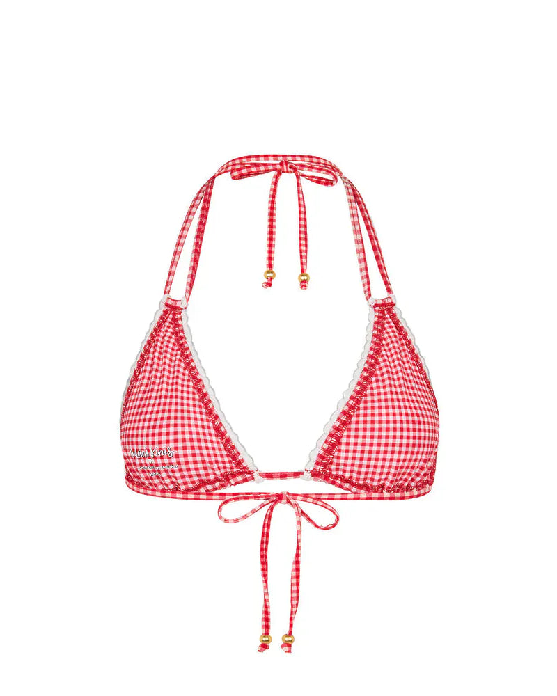 Kulani Kinis Kulani Kinis Strawberry Siesta Scallop Crochet Halter Bikini Top Kulani Kinis Strawberry Siesta Scallop Crochet Halter Bikini Top Splash Swimwear Bikini Tops