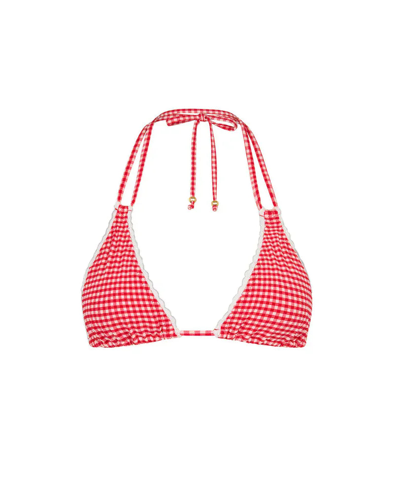 Kulani Kinis Kulani Kinis Strawberry Siesta Scallop Crochet Halter Bikini Top Kulani Kinis Strawberry Siesta Scallop Crochet Halter Bikini Top Splash Swimwear Bikini Tops