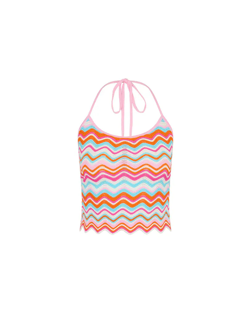 Kulani Kinis Kulani Kinis Sunset Wave Backless Knit Tank Kulani Kinis Sunset Wave Backless Knit Tank Splash Swimwear Clothing Top