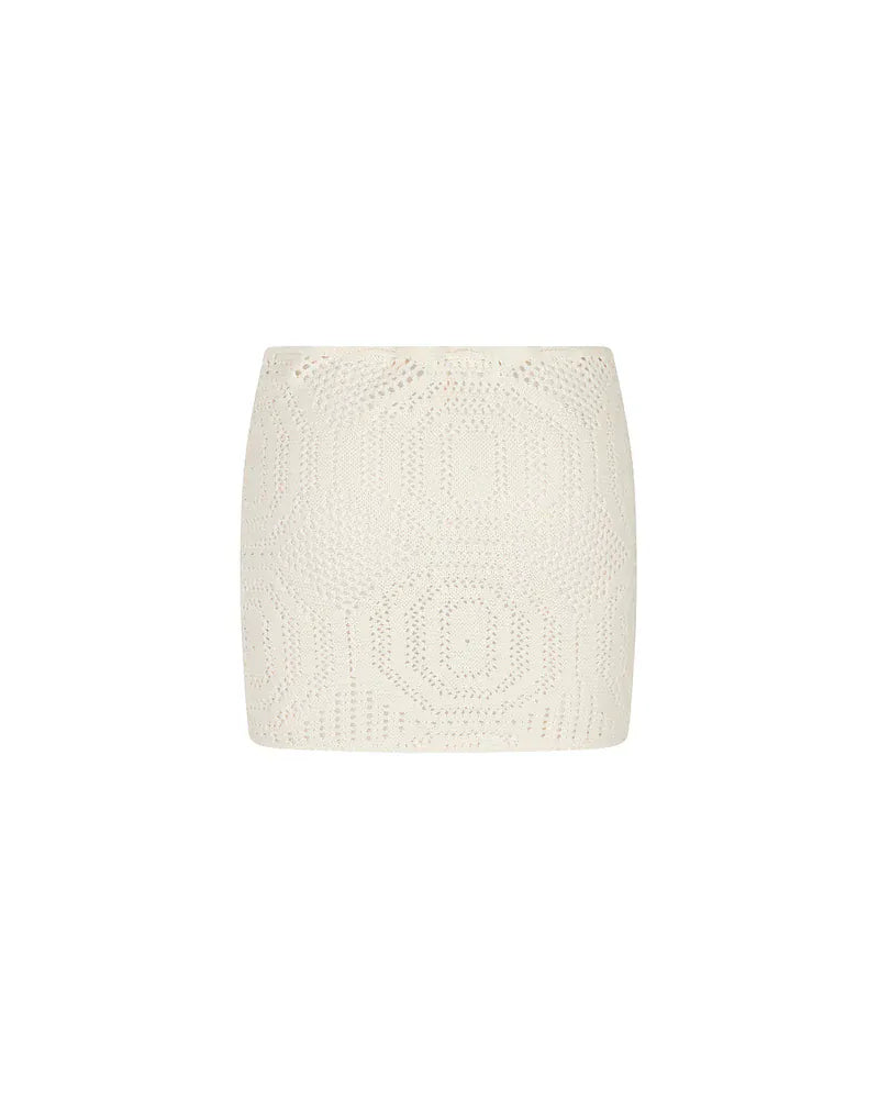 Kulani Kinis Kulani Kinis Whipped White Crochet Lace Knit Mini Skirt Kulani Kinis Whipped White Crochet Lace Knit Mini Skirt Splash Swimwear Skirts