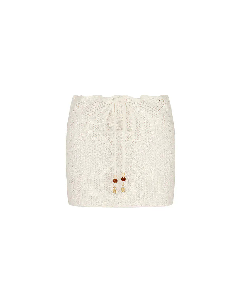 Kulani Kinis Kulani Kinis Whipped White Crochet Lace Knit Mini Skirt Kulani Kinis Whipped White Crochet Lace Knit Mini Skirt Splash Swimwear Skirts