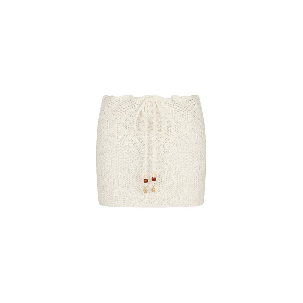 Kulani Kinis Kulani Kinis Whipped White Crochet Lace Knit Mini Skirt Kulani Kinis Whipped White Crochet Lace Knit Mini Skirt Splash Swimwear Skirts