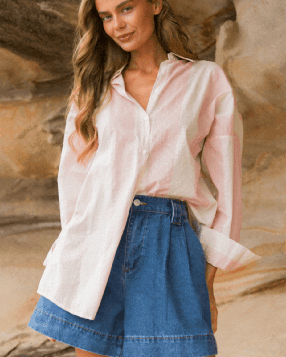 Label of Love Label Of Love Sophia Stripe Shirt - Pink/White Label Of Love Sophia Stripe Shirt - Pink/White Splash Swimwear Dresses