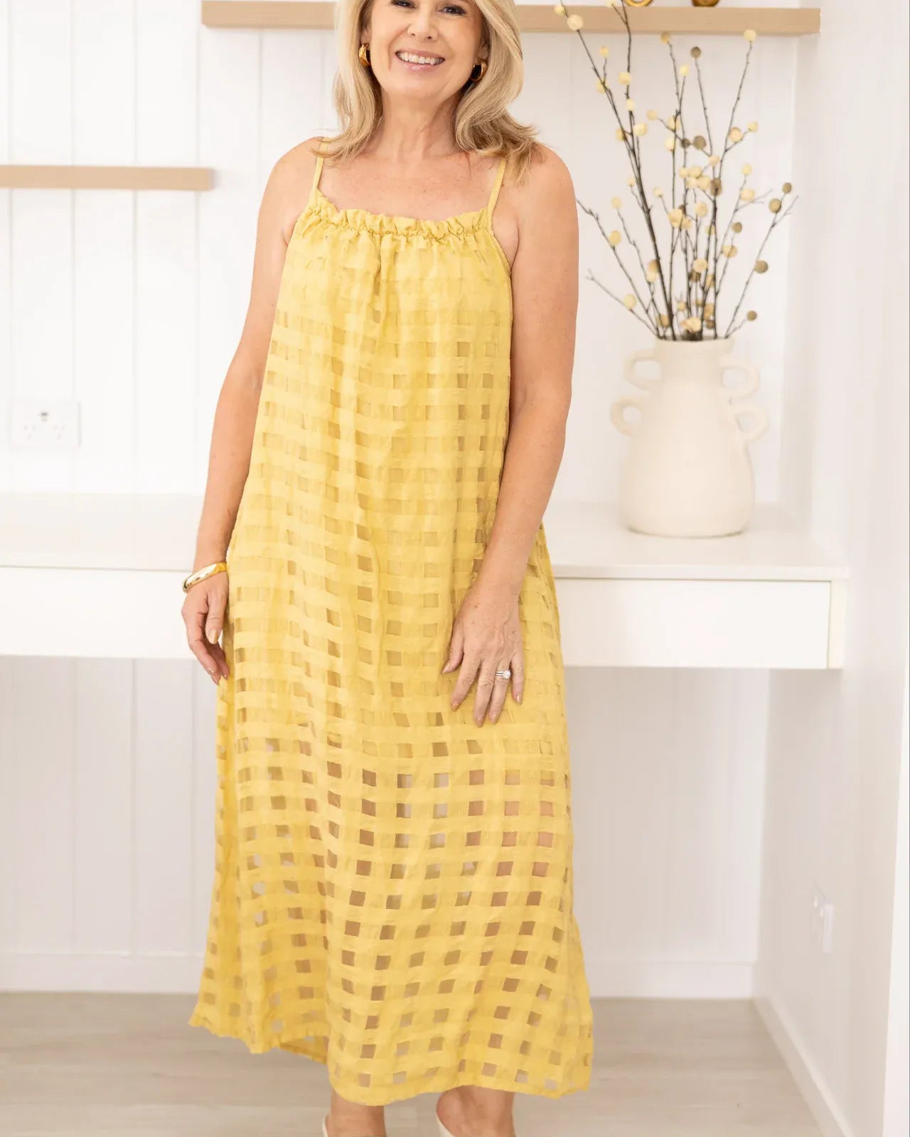LaSofia La Sofia Alice Midi Dress VLSD510 La Sofia Alice Midi Dress Splash Swimwear Dresses S/M / Mustard