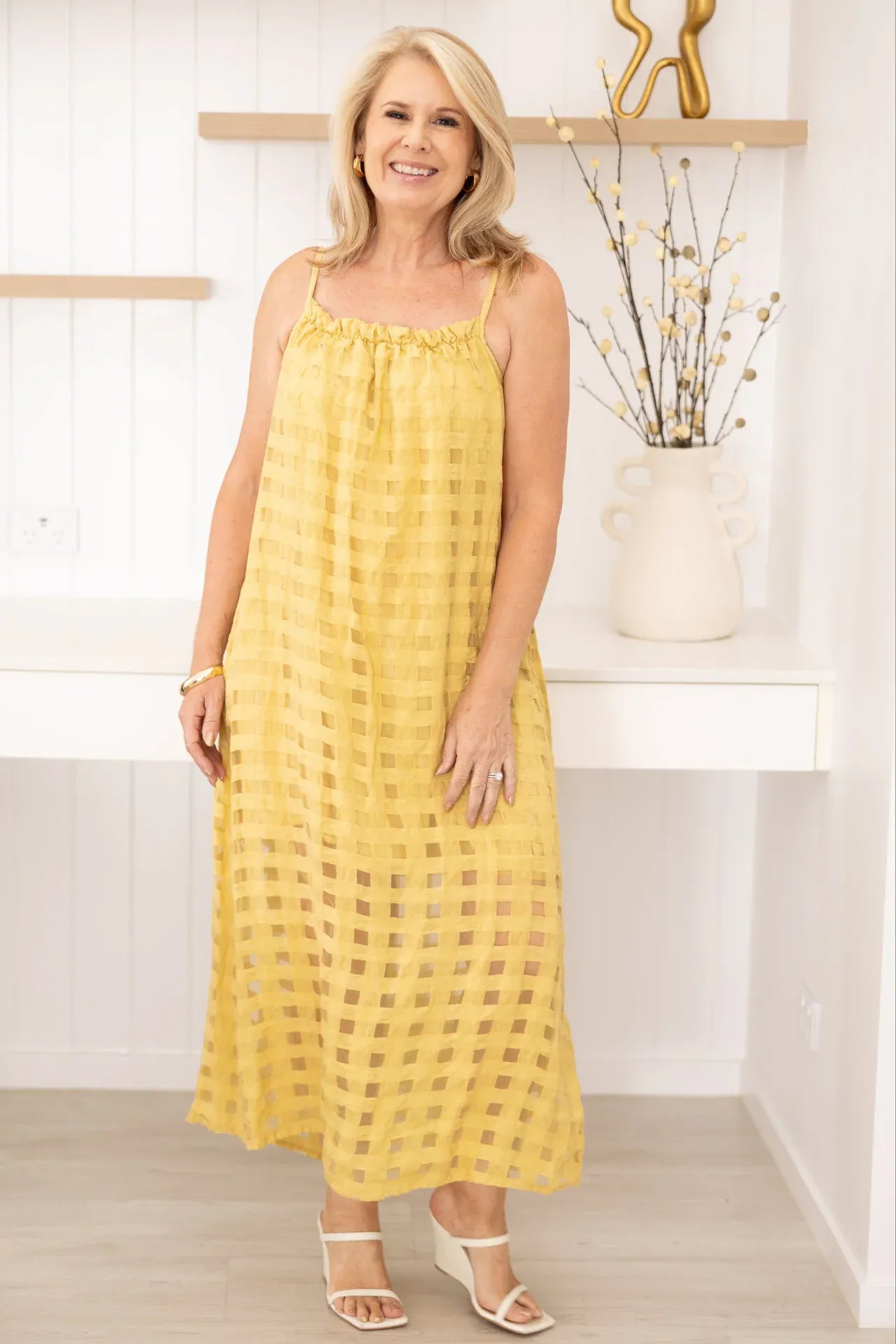 LaSofia La Sofia Alice Midi Dress VLSD510 La Sofia Alice Midi Dress Splash Swimwear Dresses S/M / Mustard