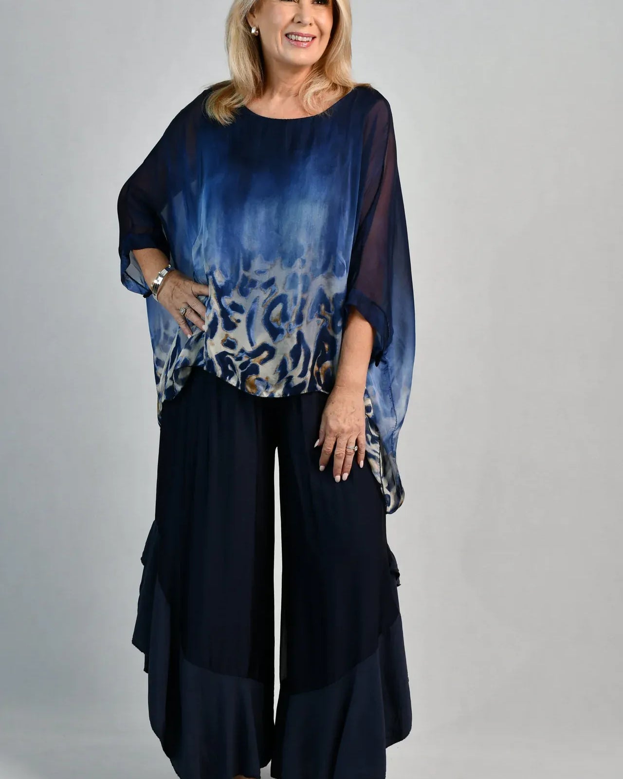 LaSofia La Sofia Allegra Silk Pant - Navy La Sofia Allegra Silk Pant - Navy Splash Swimwear Pants