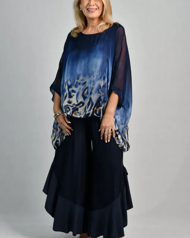 LaSofia La Sofia Allegra Silk Pant - Navy La Sofia Allegra Silk Pant - Navy Splash Swimwear Pants