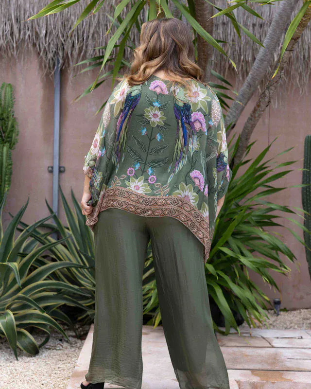 LaSofia La Sofia Gabriella Batwing Silk Top - Sanctuary Green VLST722 (1003) La Sofia Gabriella Batwing Silk Top - Sanctuary Green Splash Swimwear One size 9343064257852