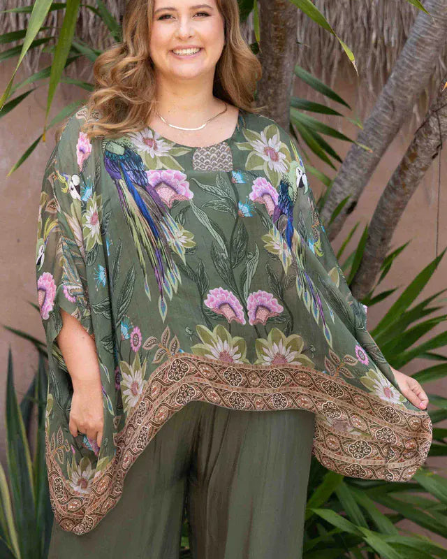 LaSofia La Sofia Gabriella Batwing Silk Top - Sanctuary Green VLST722 (1003) La Sofia Gabriella Batwing Silk Top - Sanctuary Green Splash Swimwear One size 9343064257852