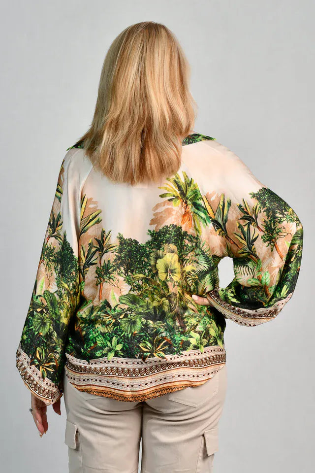 LaSofia La Sofia Madam Silk Top - Ivory Rainforest La Sofia Madam Silk Top - Ivory Rainforest Splash Swimwear Clothing Top