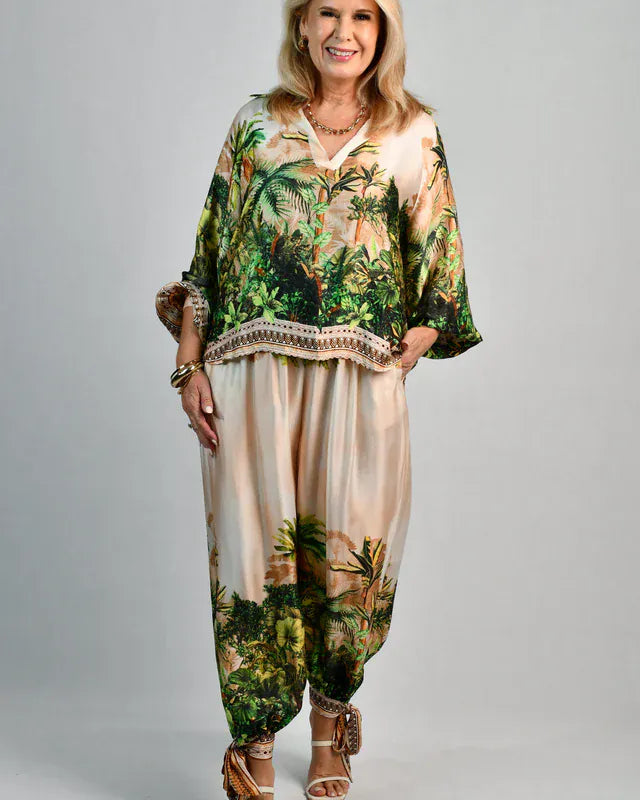 LaSofia La Sofia Madam Silk Top - Ivory Rainforest La Sofia Madam Silk Top - Ivory Rainforest Splash Swimwear Clothing Top