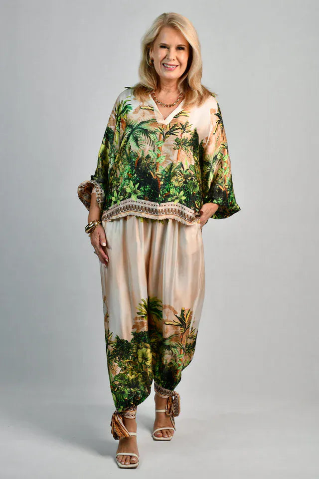 LaSofia La Sofia Madam Silk Top - Ivory Rainforest La Sofia Madam Silk Top - Ivory Rainforest Splash Swimwear Clothing Top