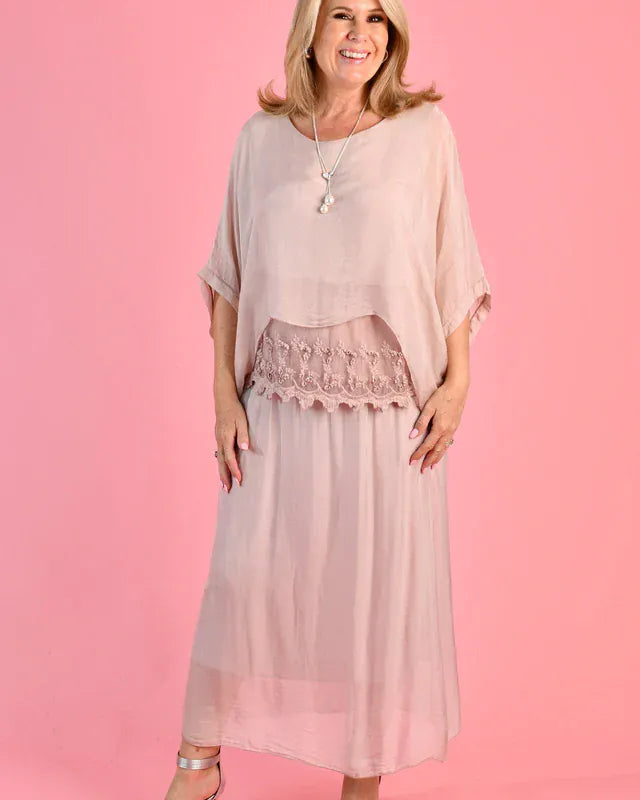 LaSofia La Sofia Marta Silk Maxi Skirt - Blush La Sofia Marta Silk Maxi Skirt - Blush Splash Swimwear