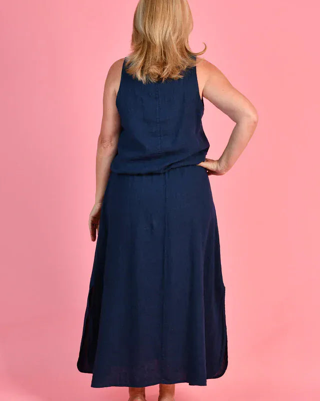 LaSofia La Sofia Milan Linen Tank - Navy La Sofia Milan Linen Tank - Navy Splash Swimwear