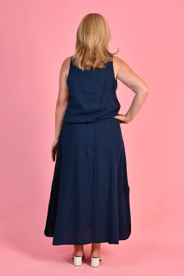 LaSofia La Sofia Milan Linen Tank - Navy La Sofia Milan Linen Tank - Navy Splash Swimwear