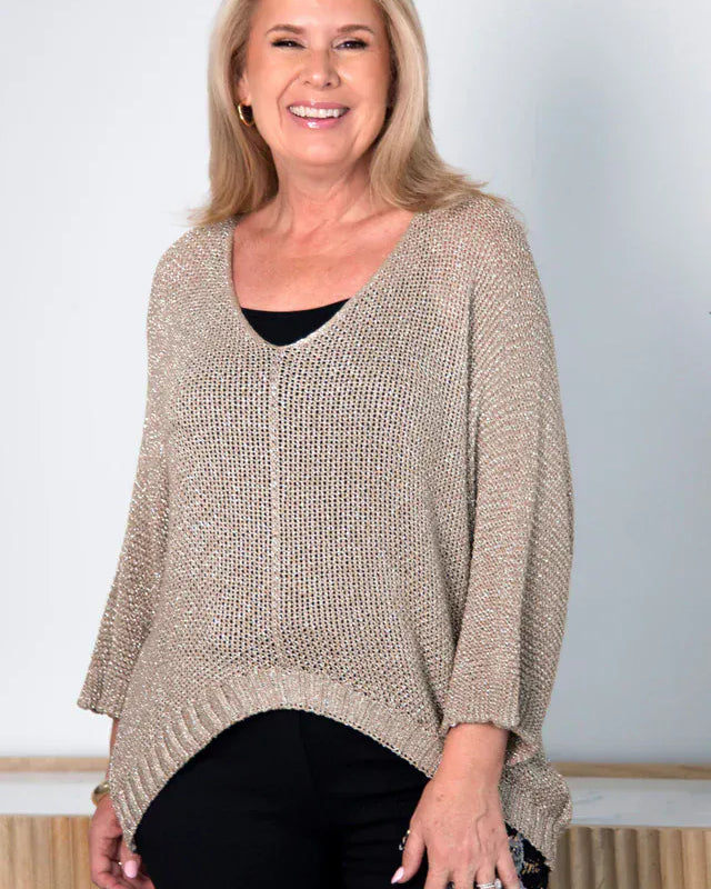 LaSofia La Sofia Shimmer Knit Top - Gold VLST090 (5062) La Sofia Shimmer Knit Top - Gold Splash Swimwear One size 9343064231555