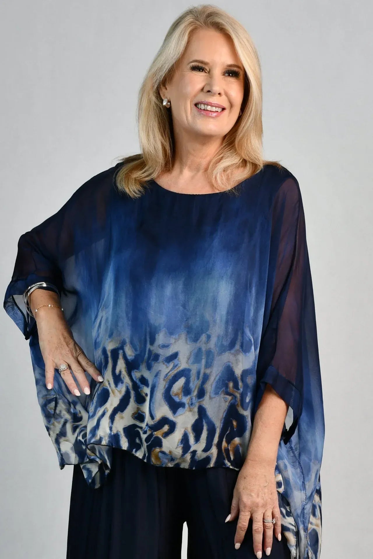 LaSofia La Sofia Valeria Silk Top - Sea Leopard VLST799 La Sofia Valeria Silk Top - Sea Leopard Splash Swimwear Clothing Top One size