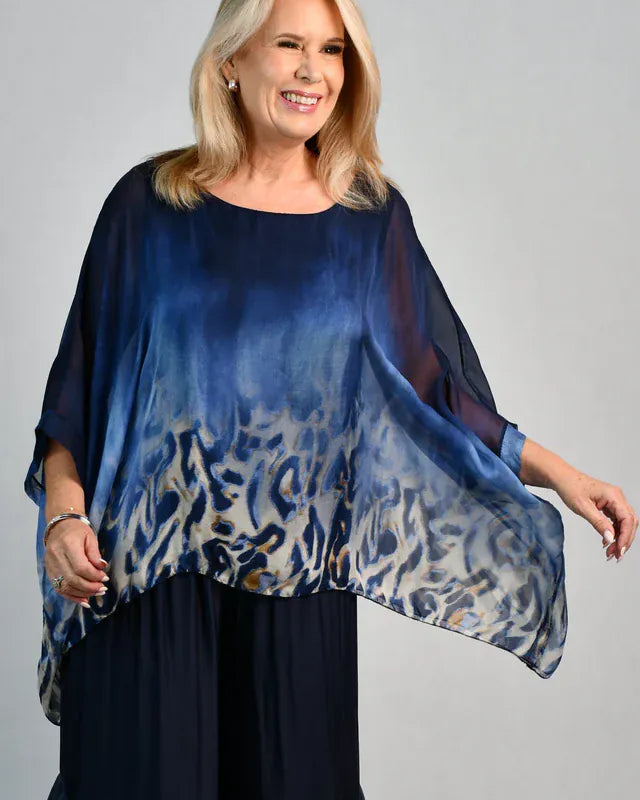 LaSofia La Sofia Valeria Silk Top - Sea Leopard VLST799 La Sofia Valeria Silk Top - Sea Leopard Splash Swimwear Clothing Top One size