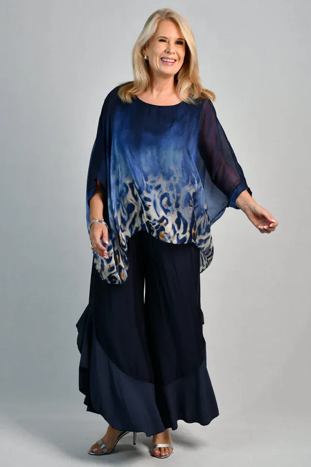 LaSofia La Sofia Valeria Silk Top - Sea Leopard VLST799 La Sofia Valeria Silk Top - Sea Leopard Splash Swimwear Clothing Top One size