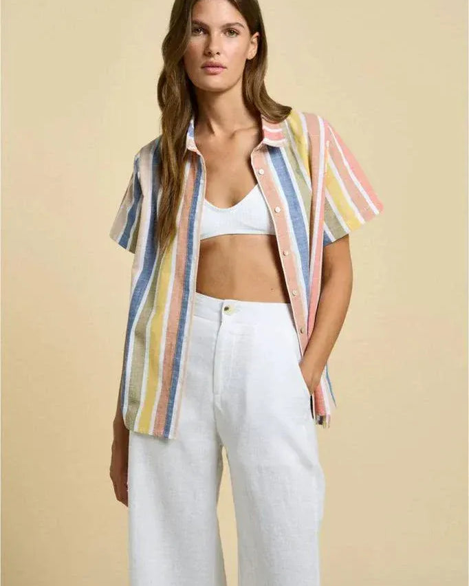 Little Lies Little Lies Della Linen Pants - White Little Lies Della Linen Pants - White Splash Swimwear Womens Pants