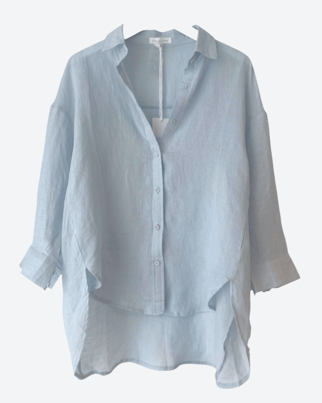 Little Lies Little Lies Linen Boyfriend Shirt Little Lies Linen Boyfriend Shirt Splash Swimwear Shirts