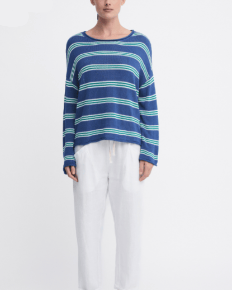 Little Lies Little Lies Stripe Spring Knit- Blue/Green Little Lies Contast Stitch Spring Tank - White Splash Swimwear Tops