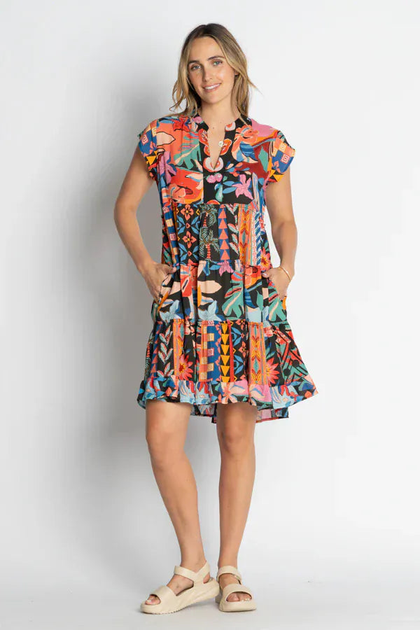 Lulalife Chabela Tiered Dress - Black Chabela Tiered Dress - Black Splash Swimwear Clothing