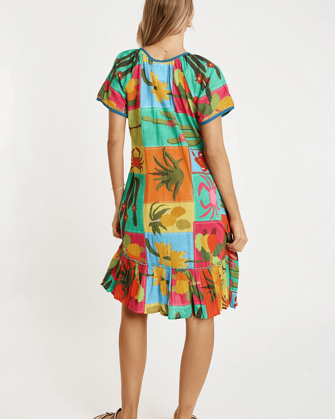 Lulalife Lulalife Cactus Shirred Dress - Print Lulalife Cactus Shirred Dress - Print Splash Swimwear Clothing XS
