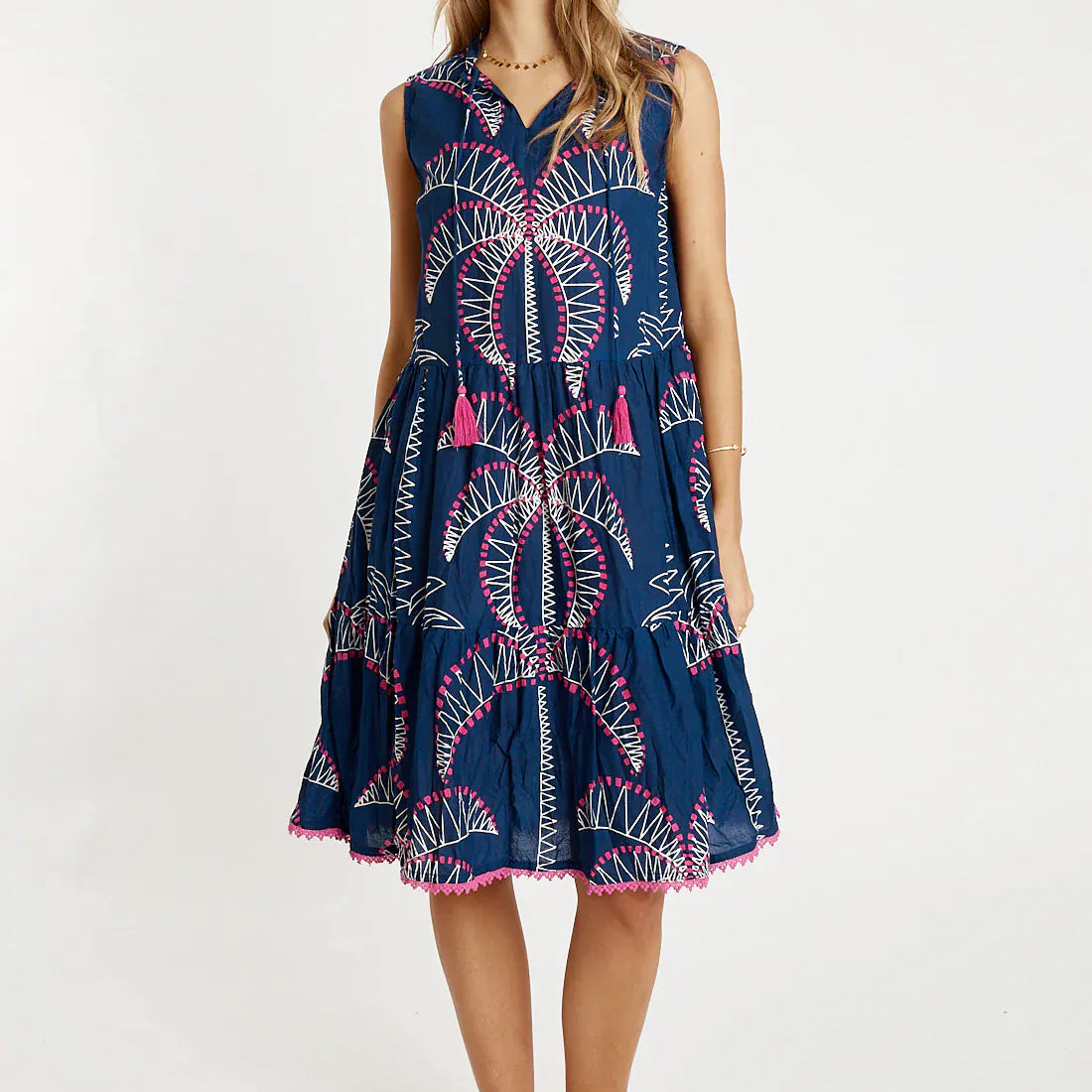 Lulalife Lulalife Idalia Sleeveless Dress Lulalife Idalia Sleeveless Dress Splash Swimwear Clothing Navy / XS 1000029912