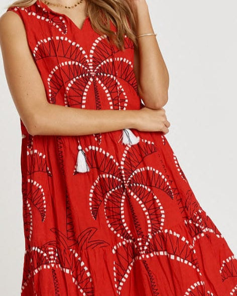 Lulalife Lulalife Idalia Sleeveless Dress Lulalife Idalia Sleeveless Dress Splash Swimwear Clothing Red / XS F5IDASLVREDXL