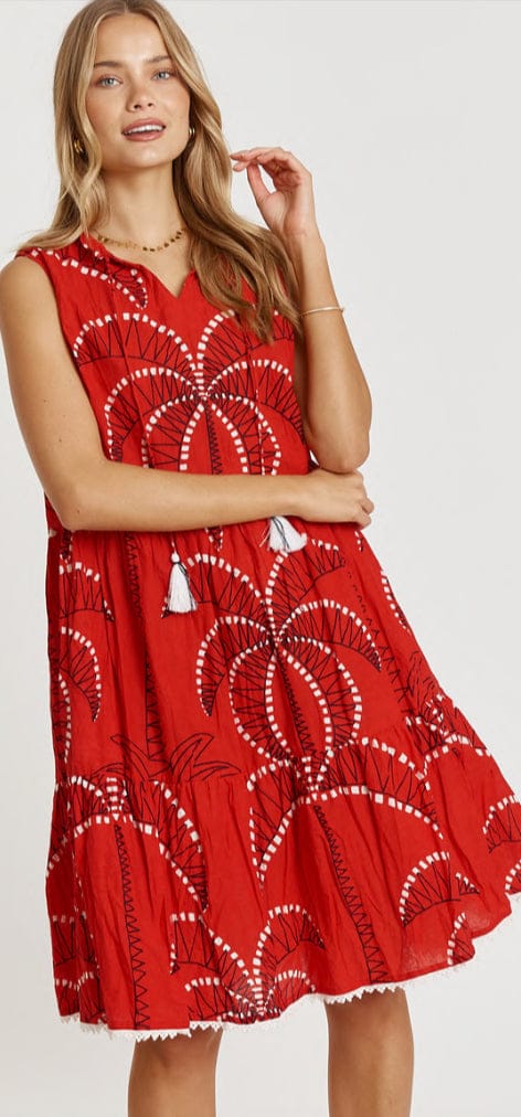 Lulalife Lulalife Idalia Sleeveless Dress Lulalife Idalia Sleeveless Dress Splash Swimwear Clothing Red / XS F5IDASLVREDXL