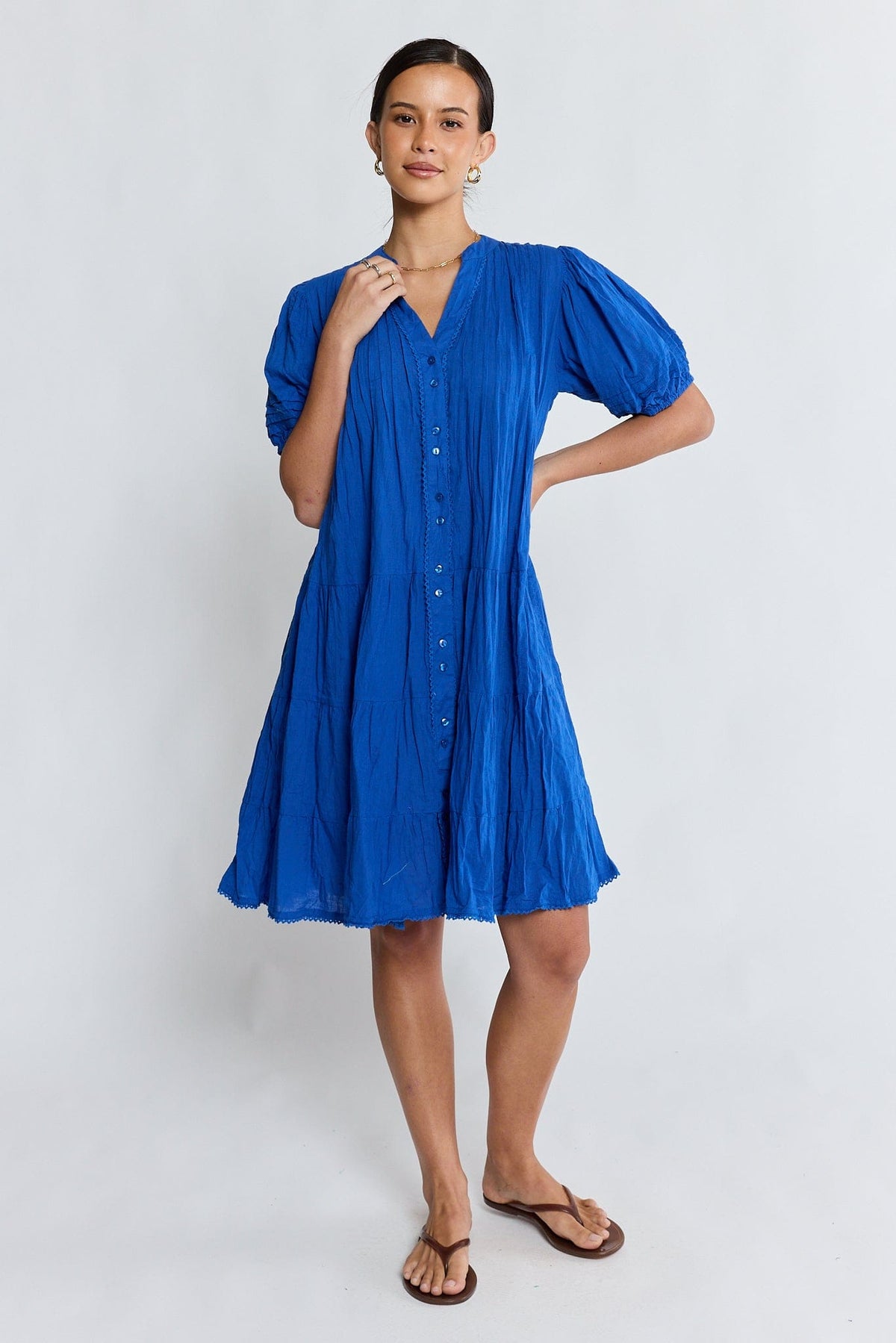Lulalife Lulalife Marilyn Button Dress - Azure Lulalife Marilyn Button Dress - Azure Splash Swimwear Dresses