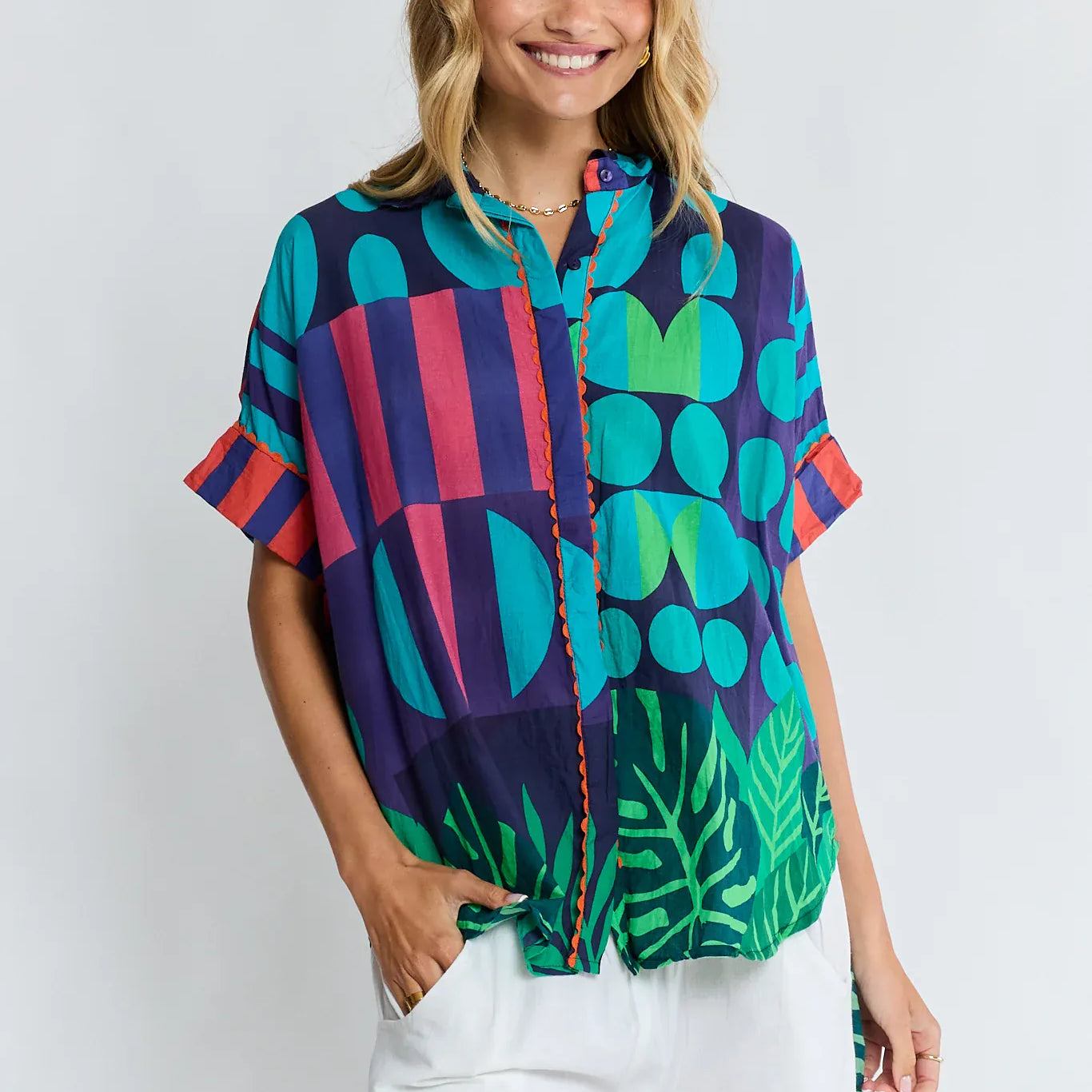 Lulalife Lulalife Rhea Shirt RHEA-SHIRT-NAVY-XS Lulalife Rhea Shirt Splash Swimwear Tops Navy / XS 1000032939