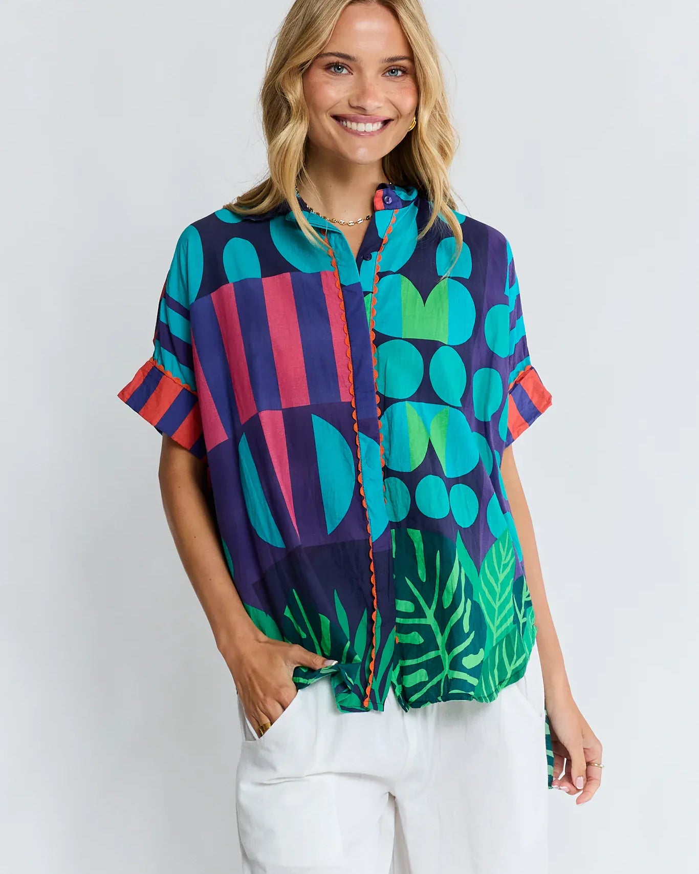 Lulalife Lulalife Rhea Shirt RHEA-SHIRT-NAVY-XS Lulalife Rhea Shirt Splash Swimwear Tops Navy / XS 1000032939