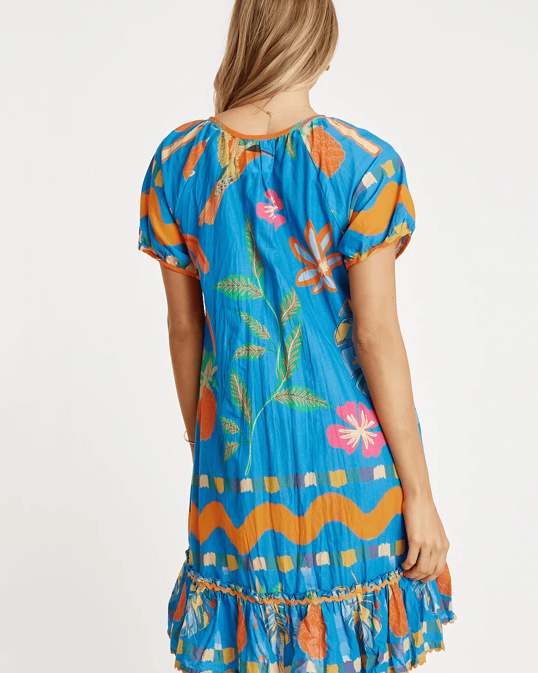 Lulalife Lulalife Tasmin Shirred Dress - Ocean Lulalife Tasmin Shirred Dress - Ocean Splash Swimwear Clothing