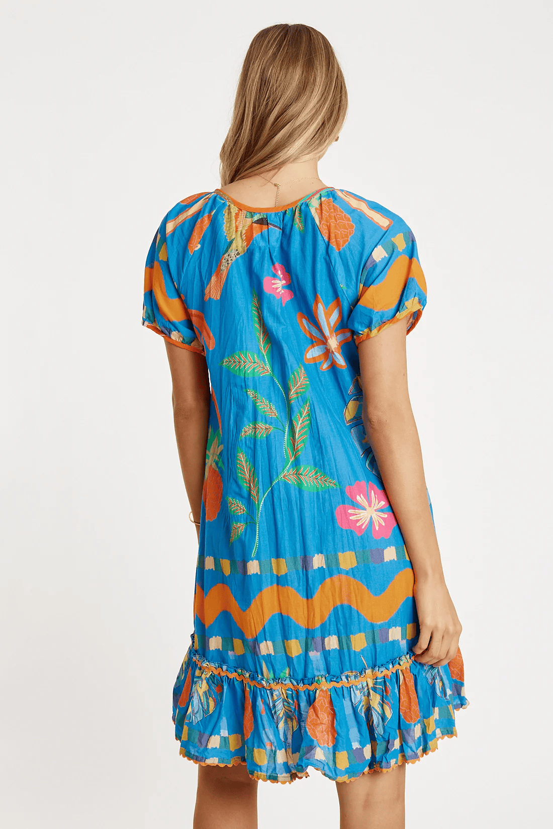 Lulalife Lulalife Tasmin Shirred Dress - Ocean Lulalife Tasmin Shirred Dress - Ocean Splash Swimwear Clothing