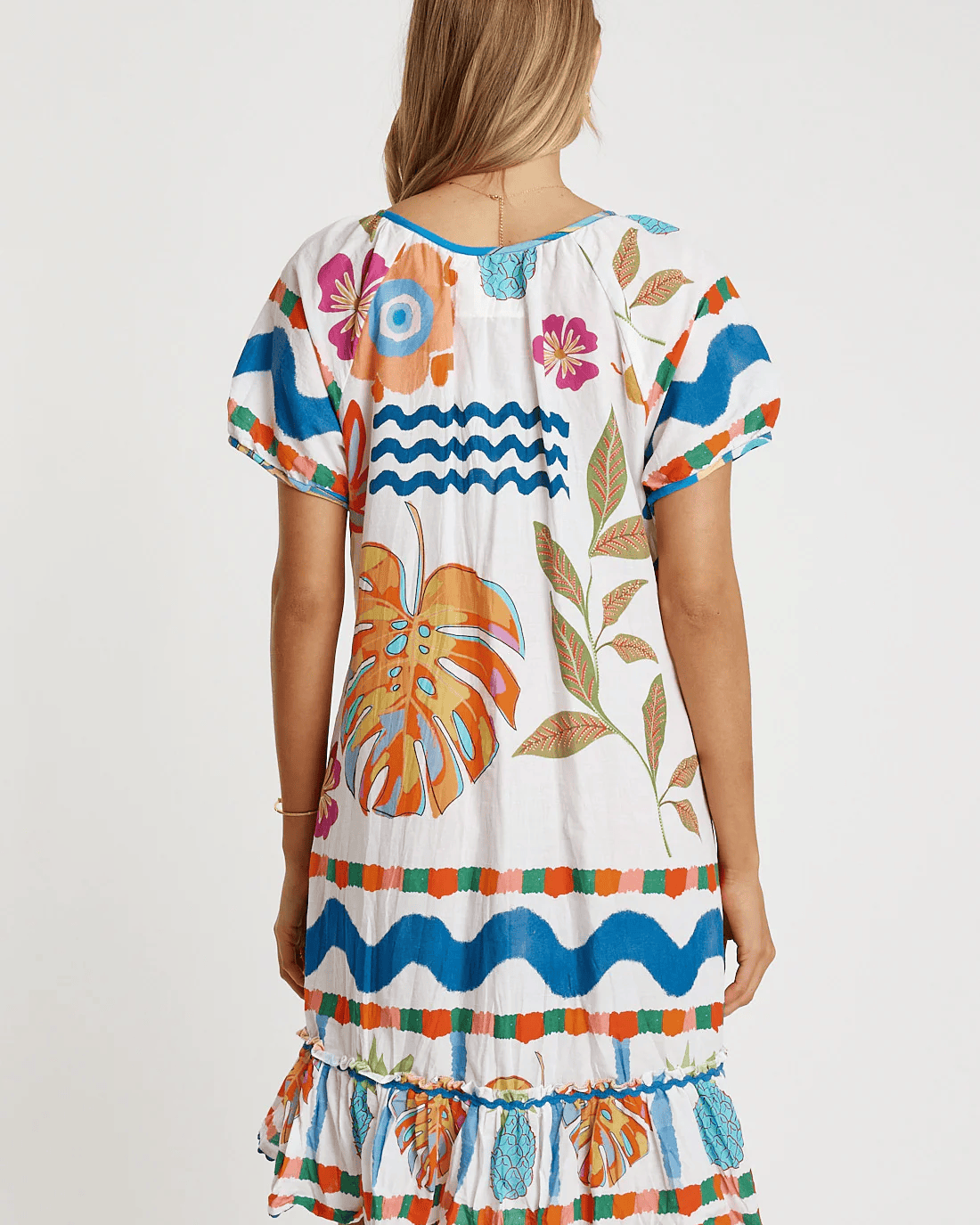 Lulalife Lulalife Tasmin Shirred Dress - White Lulalife Tasmin Shirred Dress - White Splash Swimwear Clothing